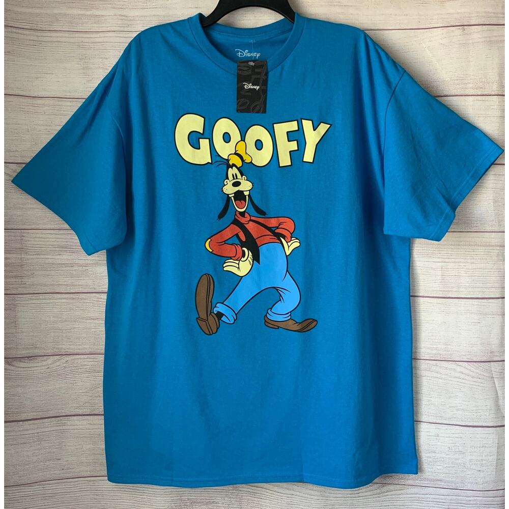 Disney Men's Blue Goofy Graphic T-Shirt Short Sleeve Tee 100% Cotton Size Large